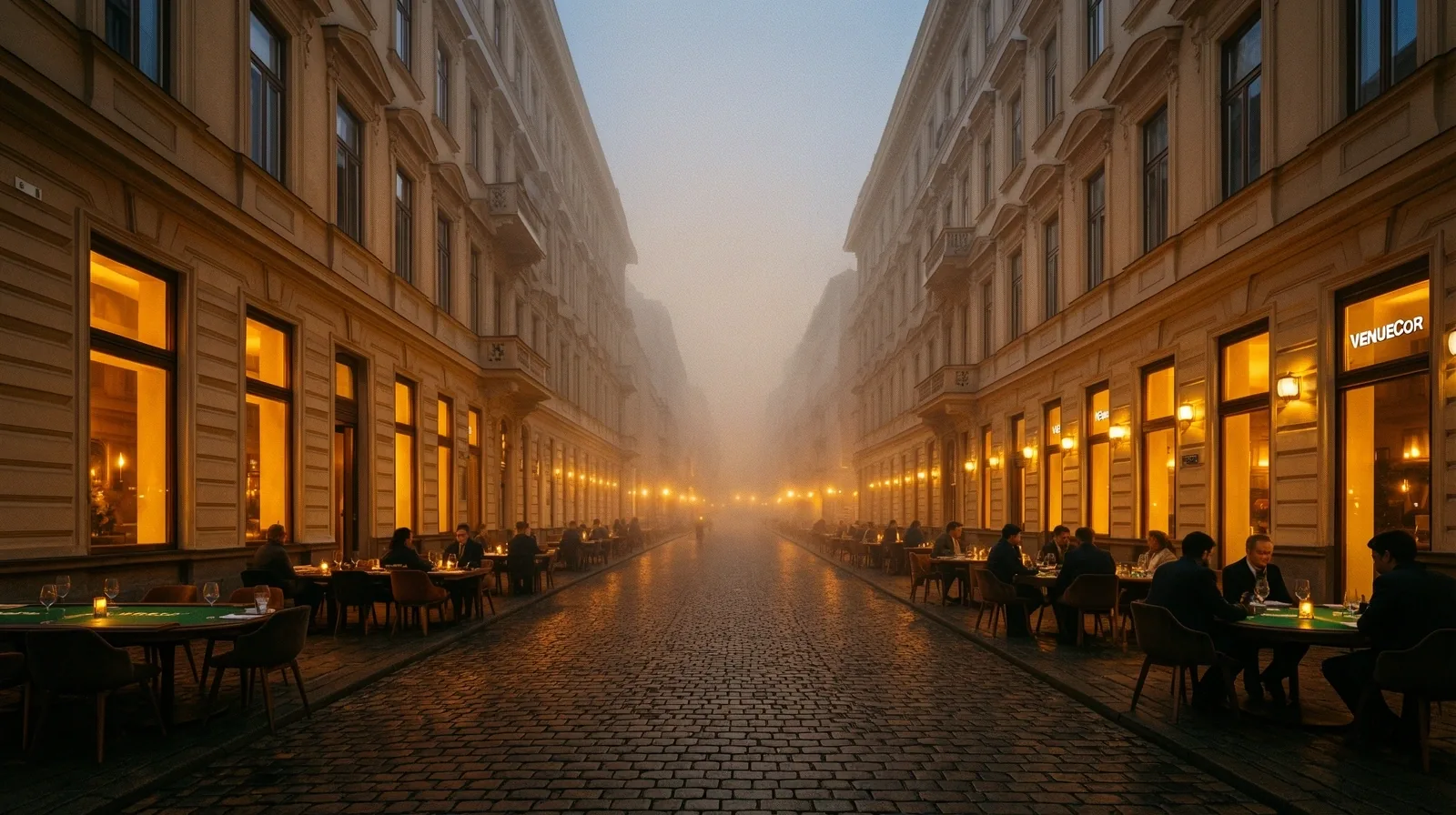Budapest Váci utca alkonyatkor